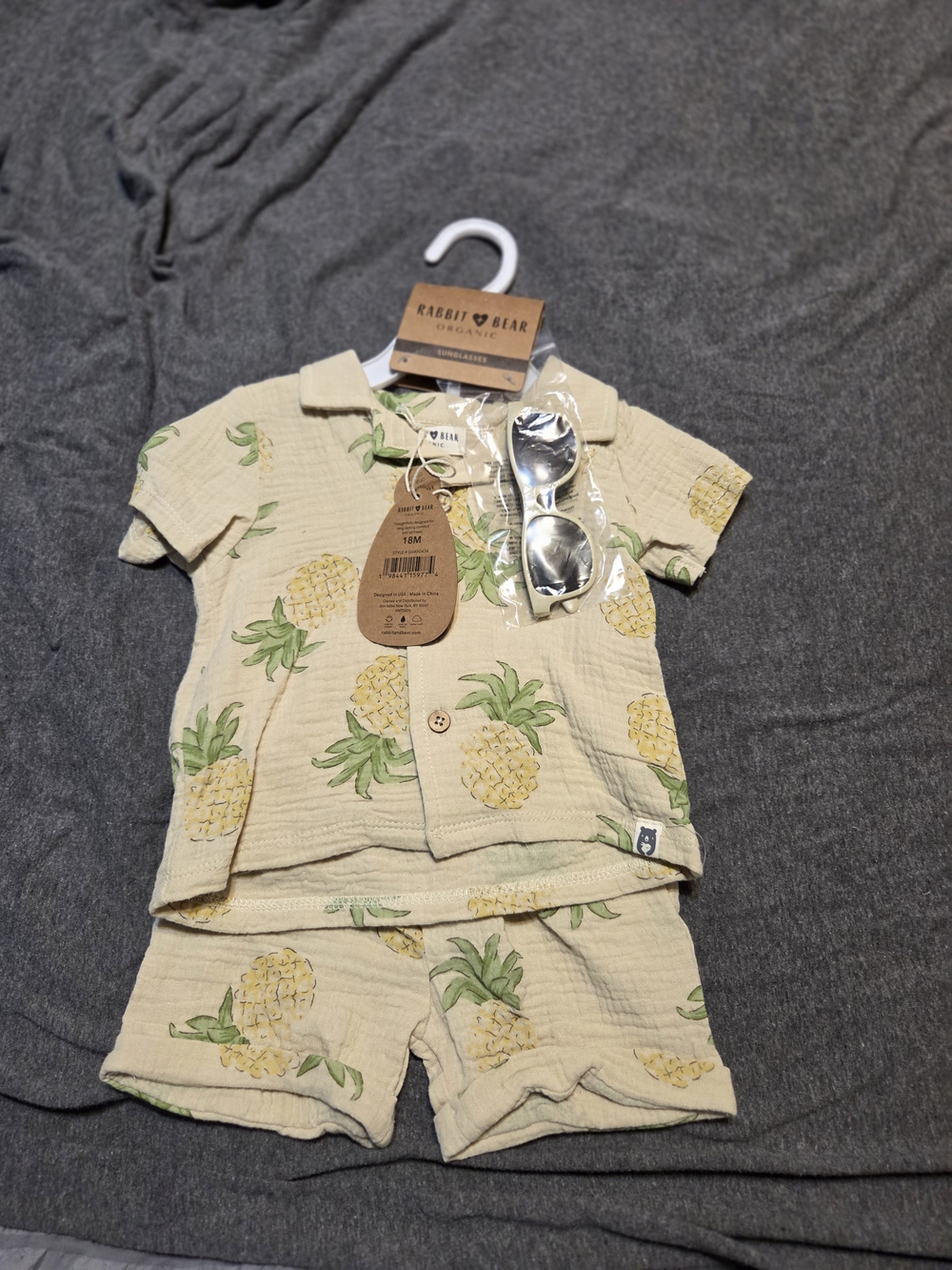 Rabbit & Bear Cream Pineapple Print Kids Matching Set